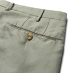 Incotex - Slim-Fit Garment-Dyed Linen and Cotton-Blend Shorts - Men - Sage green
