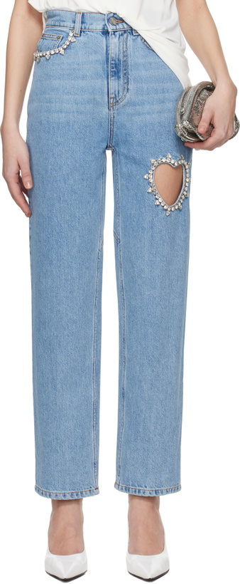 Photo: AREA Blue Crystal Heart Jeans