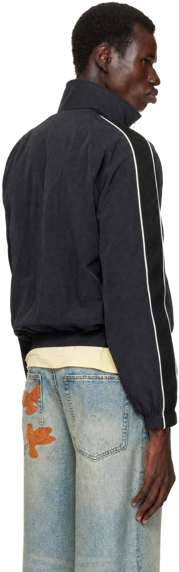 Palm Angels Black Curved Logo Vintage Windbreaker Track Jacket