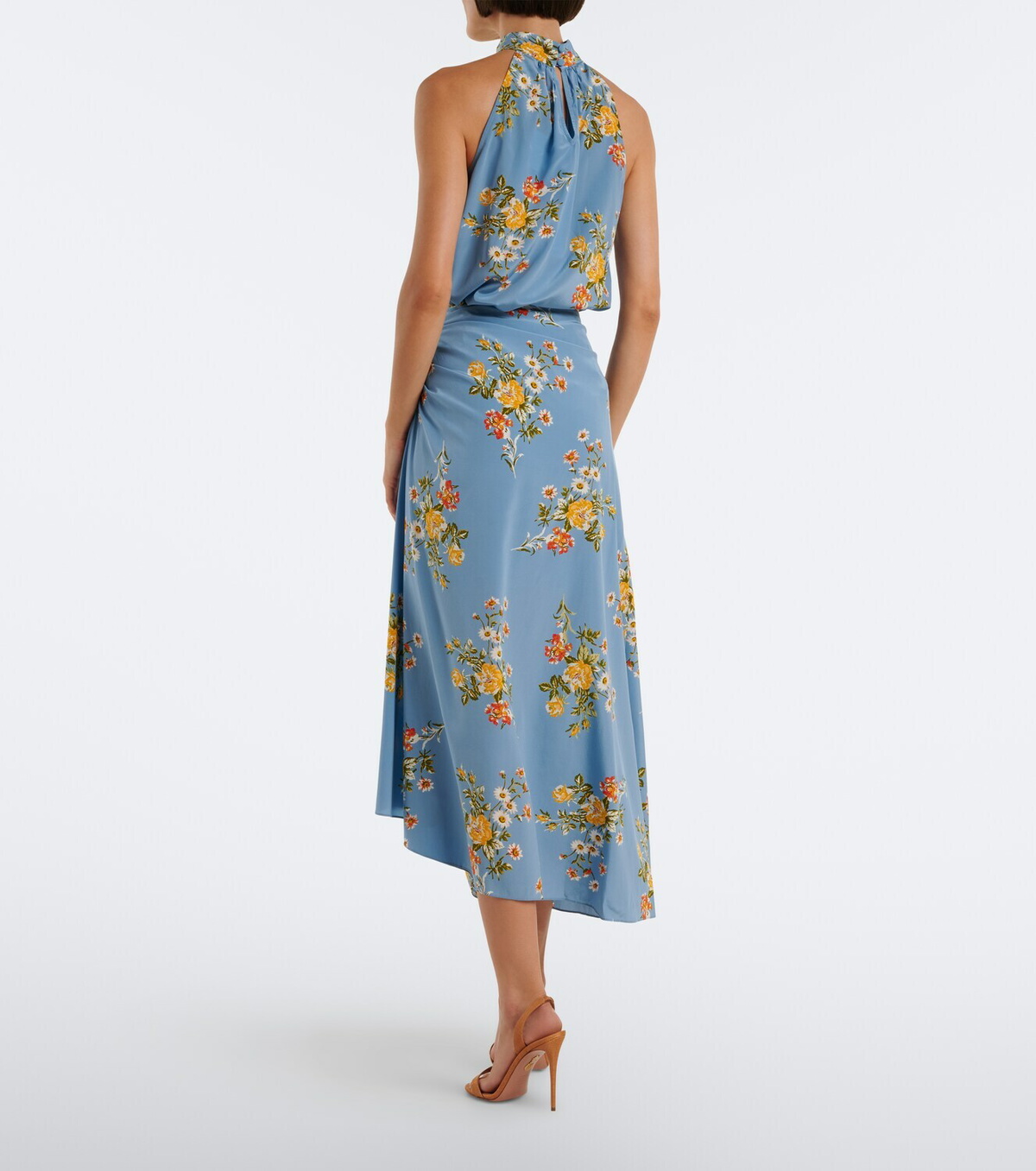 Veronica Beard Limani ruched floral silk-blend midi skirt