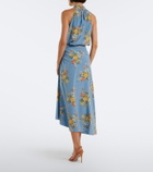 Veronica Beard Limani ruched floral silk-blend midi skirt