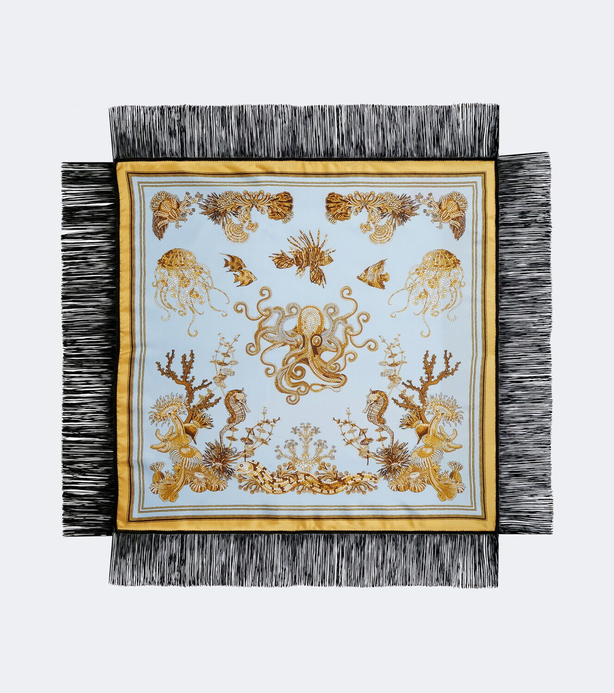 La DoubleJ Fringed printed silk twill scarf