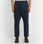 Barena - Navy Arenga Tapered Striped Cotton-Blend Drawstring Trousers - Blue
