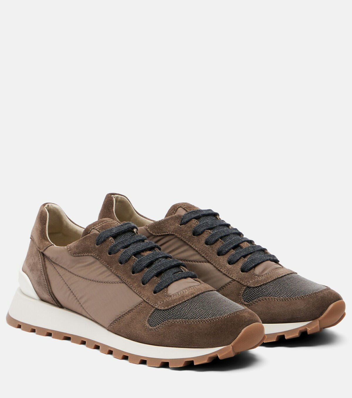 Brunello Cucinelli Monili suede-trimmed sneakers