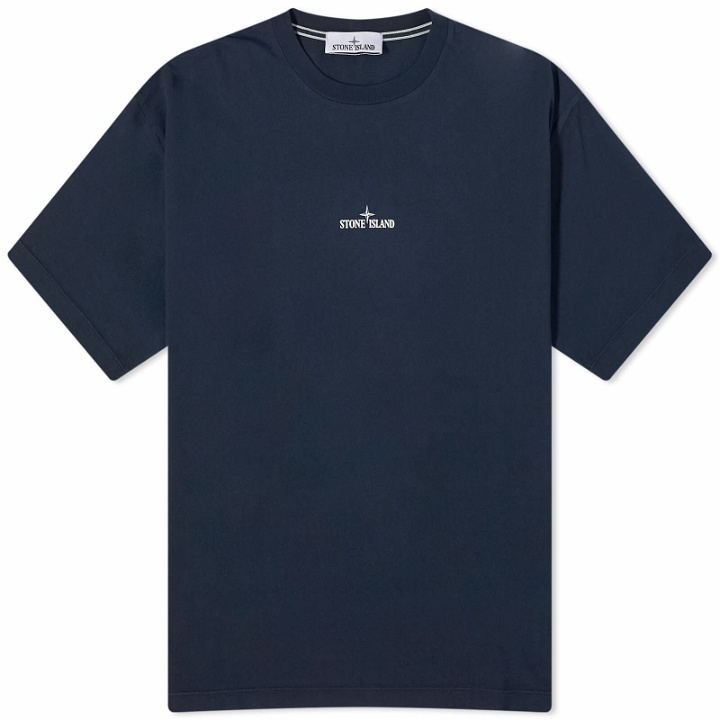 Photo: Stone Island Men's Scratched Print T-Shirt in Navy