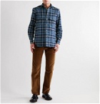 L.E.J - Checked Cotton and Linen-Blend Flannel Shirt - Blue