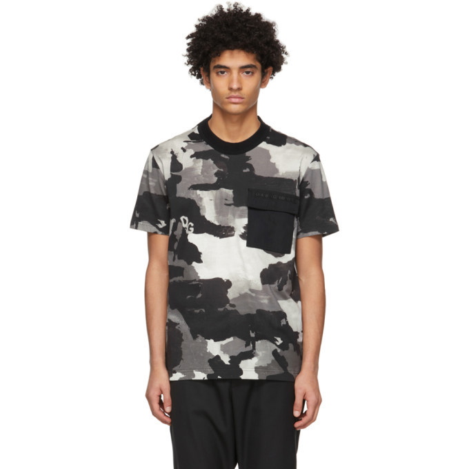 Photo: Dolce and Gabbana Black Cotton Camo Print T-Shirt