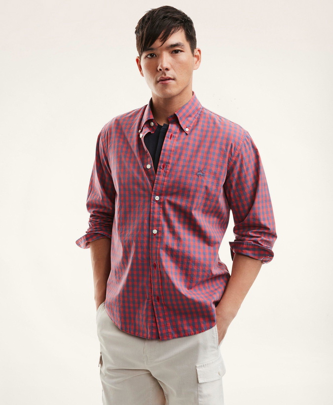 Photo: Brooks Brothers Men's Friday Shirt, Poplin Gingham | Red/Navy