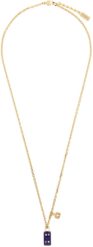 Photo: Givenchy Gold & Blue G Cube Necklace