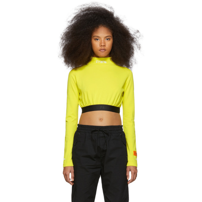 Heron Preston Yellow Style Cropped Long Sleeve T-Shirt Heron Preston