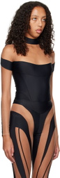Mugler Black Illusion Neckline Bodysuit