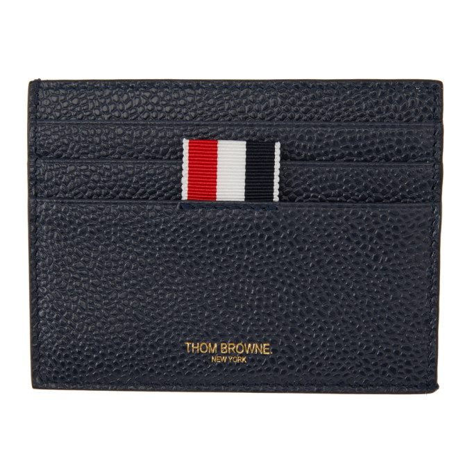 Photo: Thom Browne Navy 4-Bar Stripe Note Compartment Card Holder