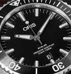Oris - Aquis 43mm Stainless Steel and Leather Watch - Men - Black
