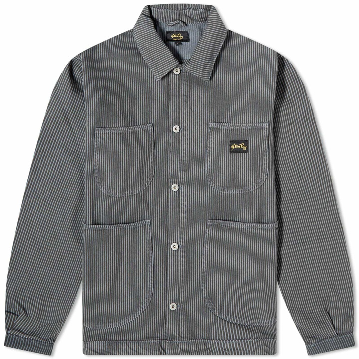 Photo: Stan Ray Men's Coverall Jacket in Black Overdye Hickory