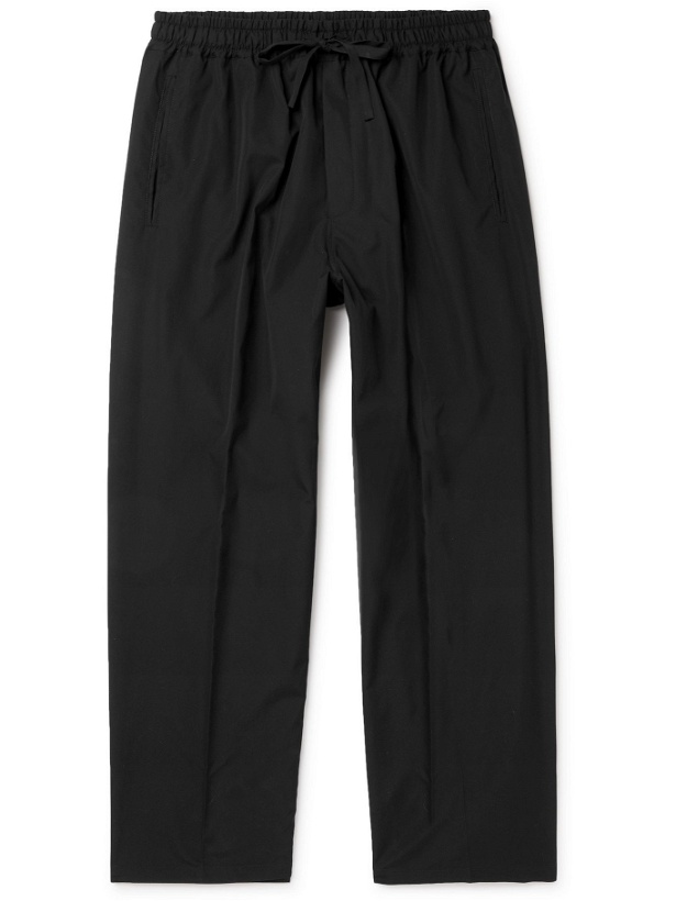 Photo: UMIT BENAN B - Julian Cotton and Silk-Blend Drawstring Trousers - Black - IT 46