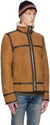 PS by Paul Smith Tan Aviator Leather Jacket