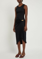 Loewe Draped Stretch-cotton Midi Dress Black