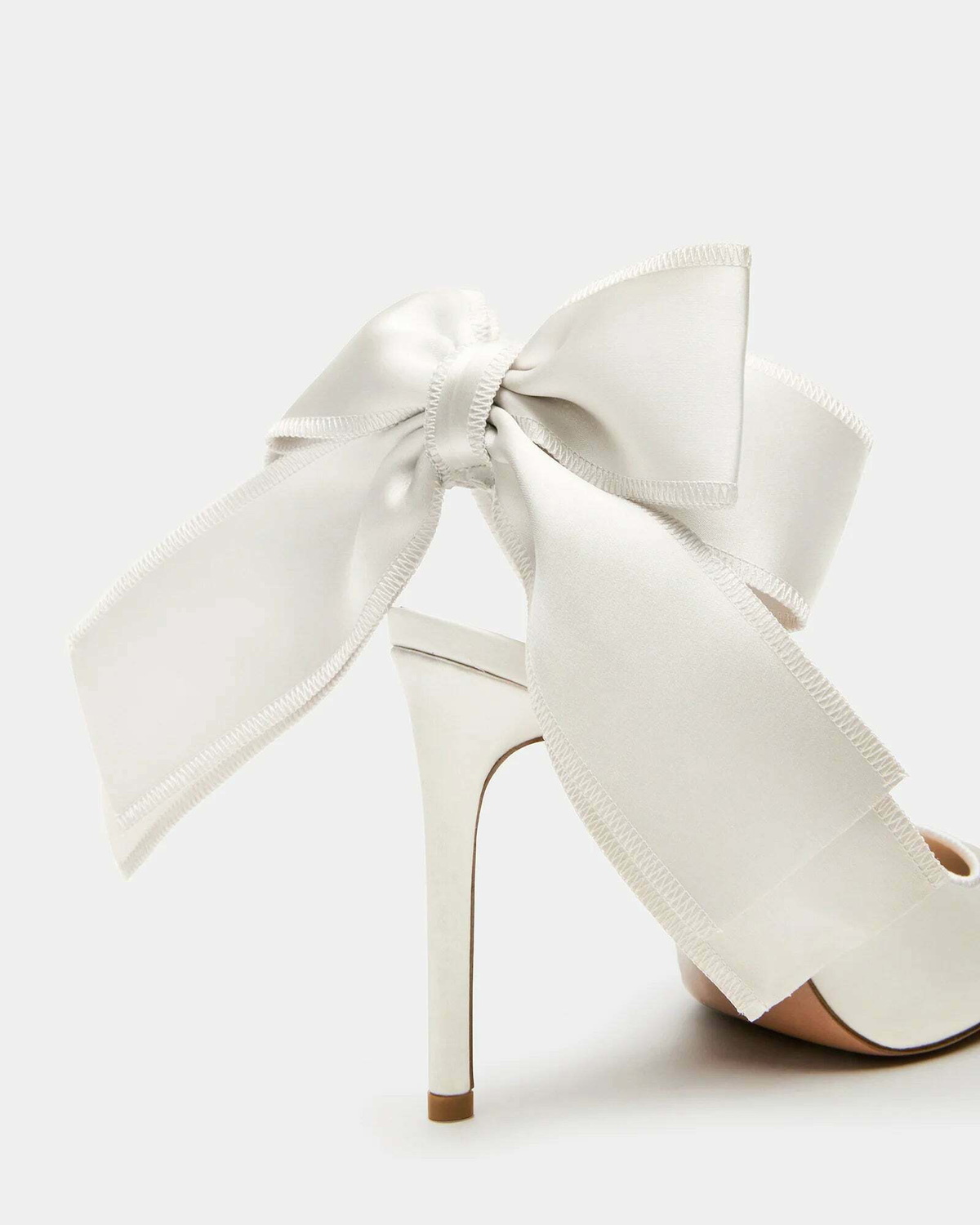 Steve Madden Teacup Heels in White Satin