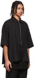 JERIH Black Linen Shirt