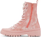 Versace Jeans Couture Pink & White Tie-Dye V-Emblem Boots