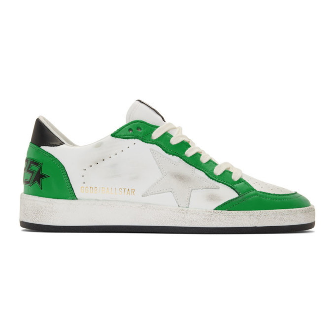 Photo: Golden Goose White and Green Ball Star Sneakers