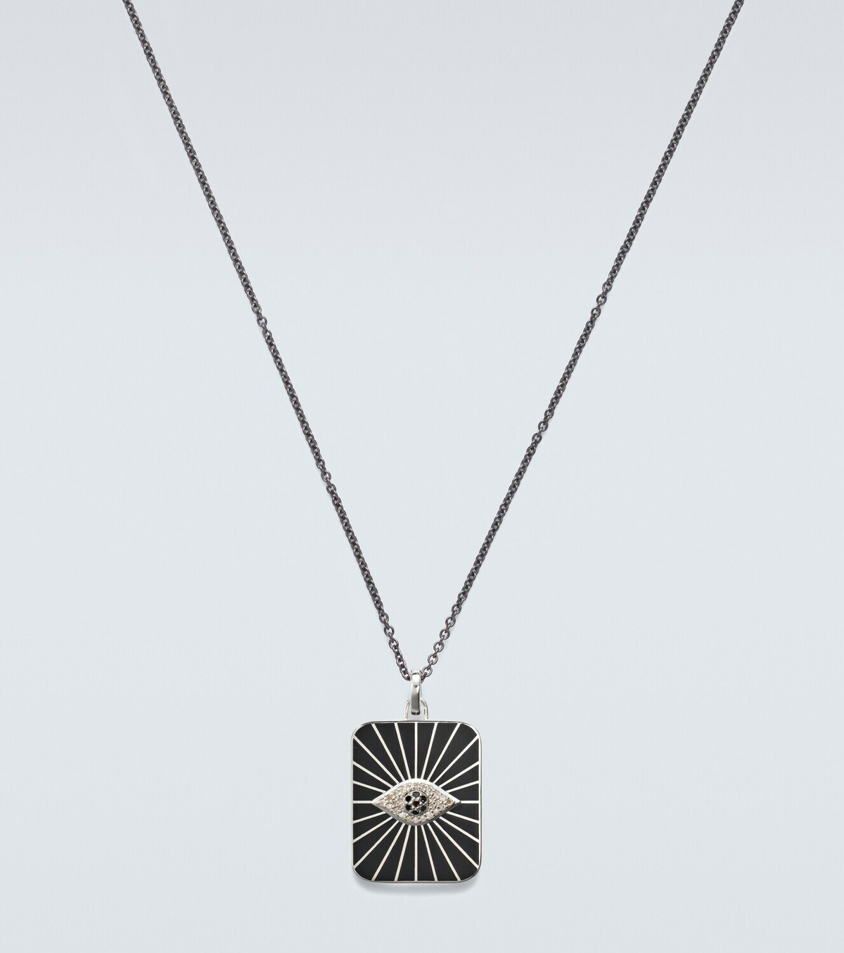 Ileana Makri Evil Eye sterling silver (925/1000) pendant necklace with diamonds