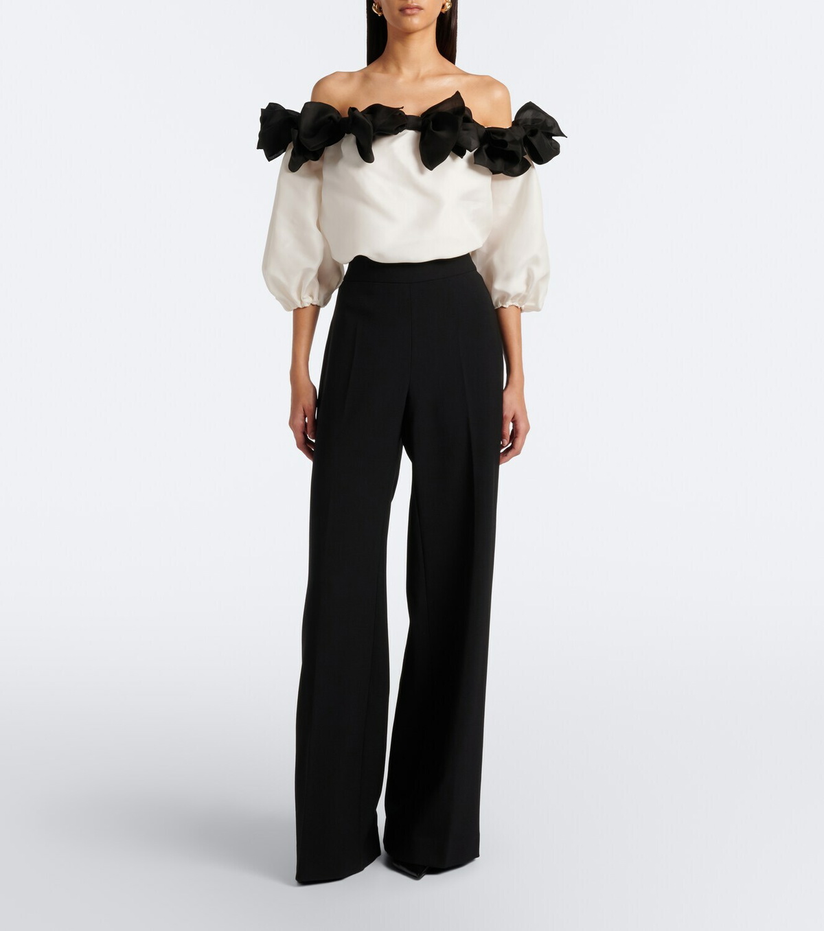 Carolina Herrera Bow-detail off-shoulder silk top