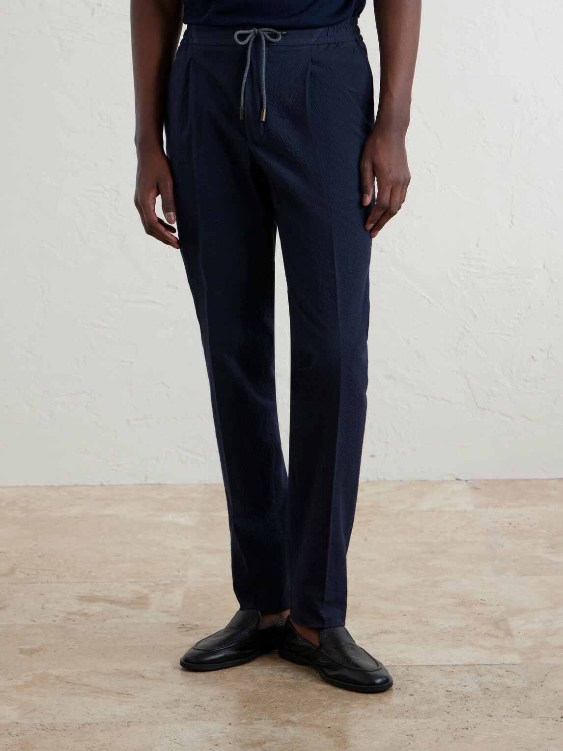 Slowear - Tapered Cotton-Blend Seersucker Trousers - Blue