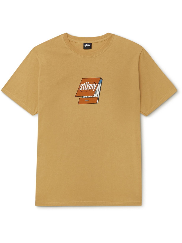 Photo: STÜSSY - Printed Cotton-Jersey T-Shirt - Neutrals