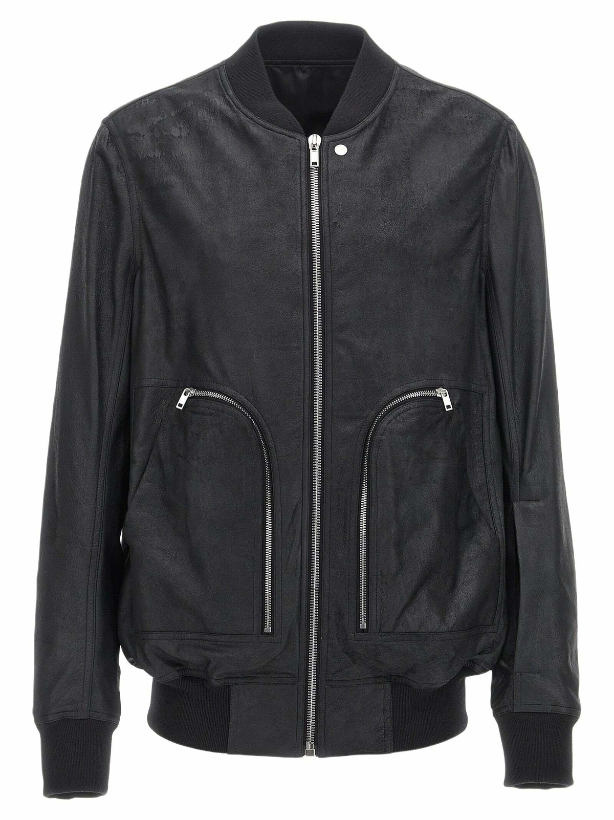Rick Owens Black & Off-White Cropped Geth Bomber Jacket Rick