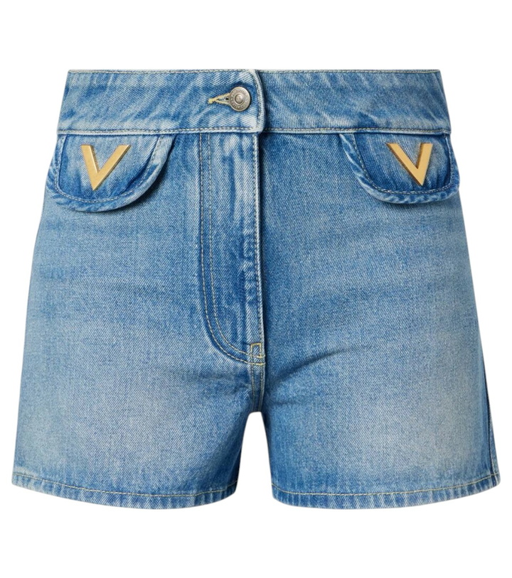 Photo: Valentino VGold mid-rise denim shorts