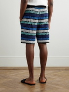 Missoni - Straight-Leg Striped Cotton-Blend Bouclé Drawstring Shorts - Blue