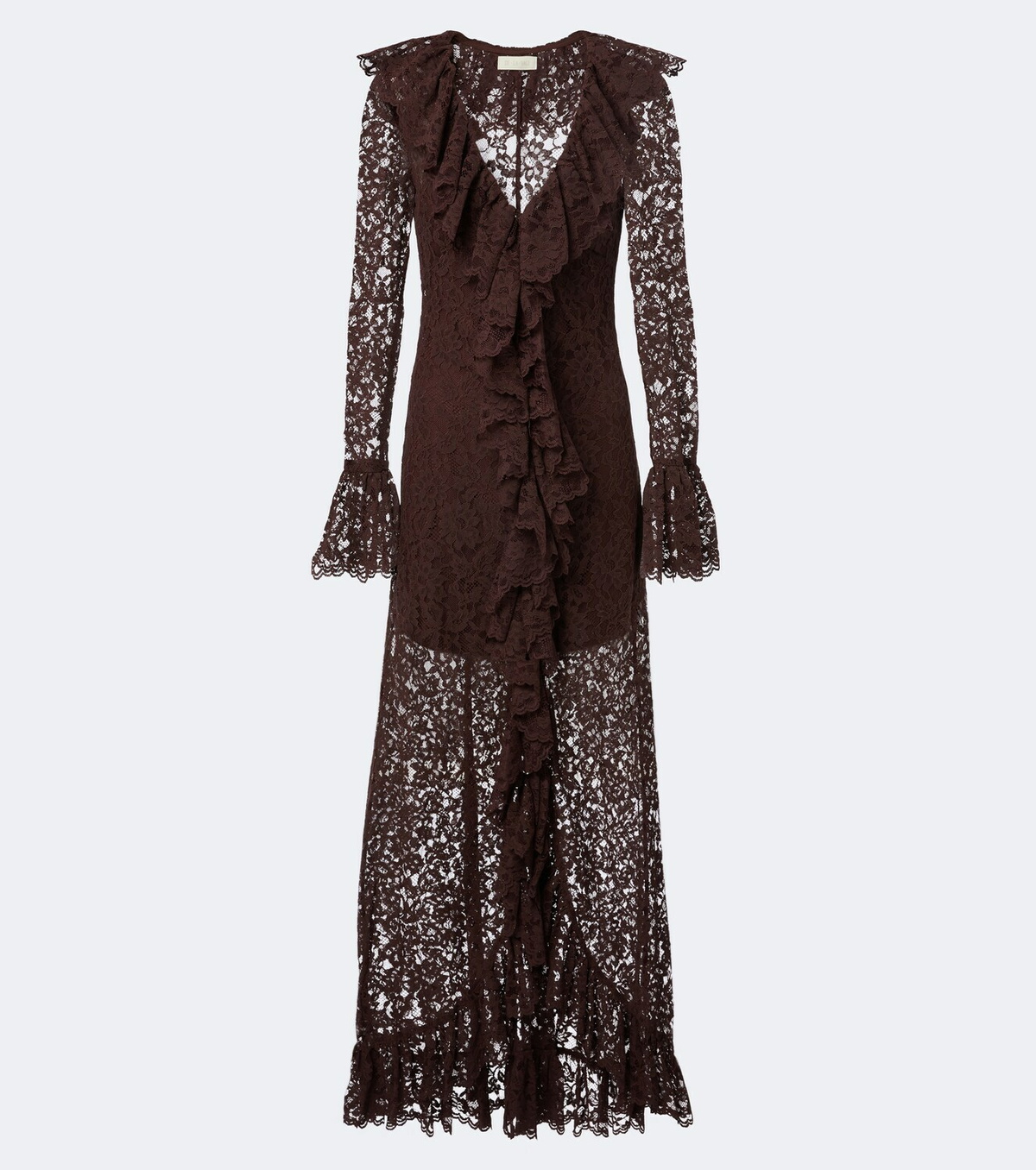 De La Vali Clementina asymmetric lace maxi dress