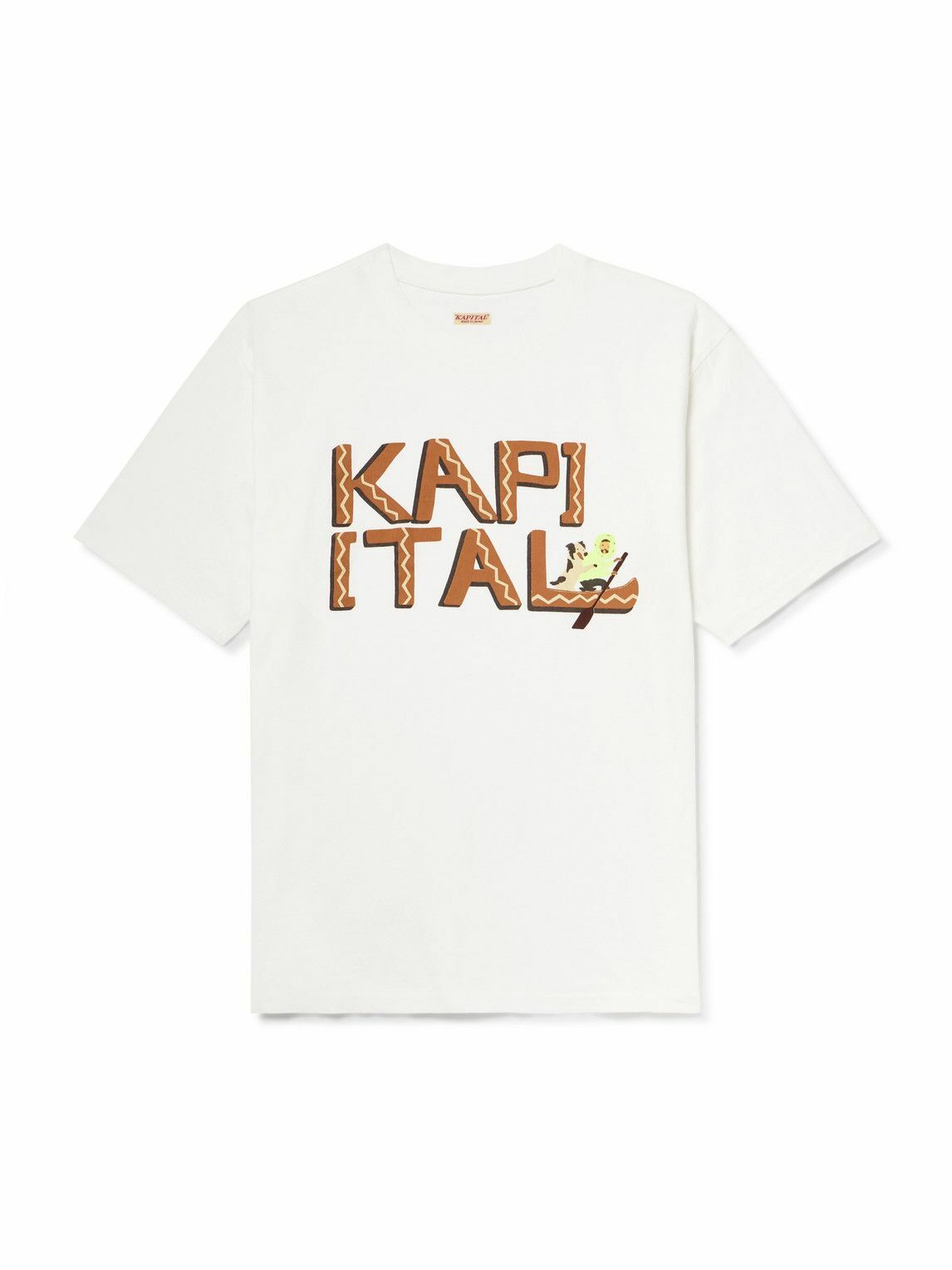KAPITAL - Printed Cotton-Jersey T-Shirt - Brown