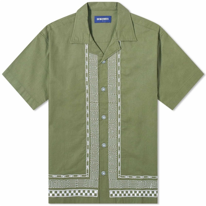 Photo: Deva States Men's Relic Short Sleeve Vacation Shirt in Olive Green