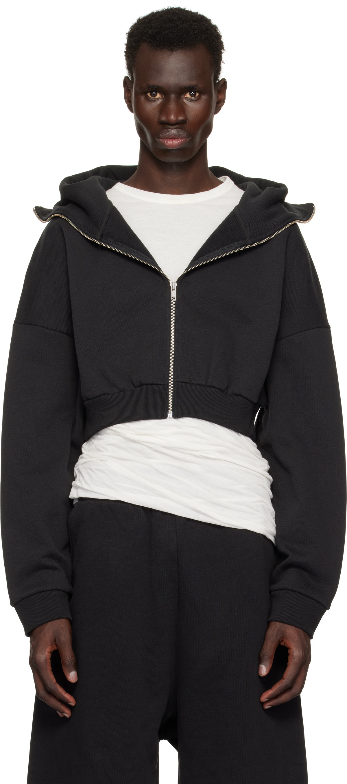 Entire Studios Black Cropped Full Zip Hoodie Entire Studios