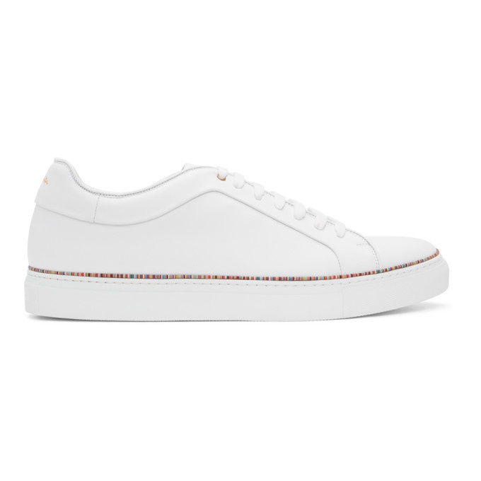 Photo: Paul Smith White Multistripe Piping Basso Sneakers