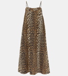 Ganni Leopard-print cotton midi dress
