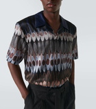 Commas Printed silk and cotton bowling shirt