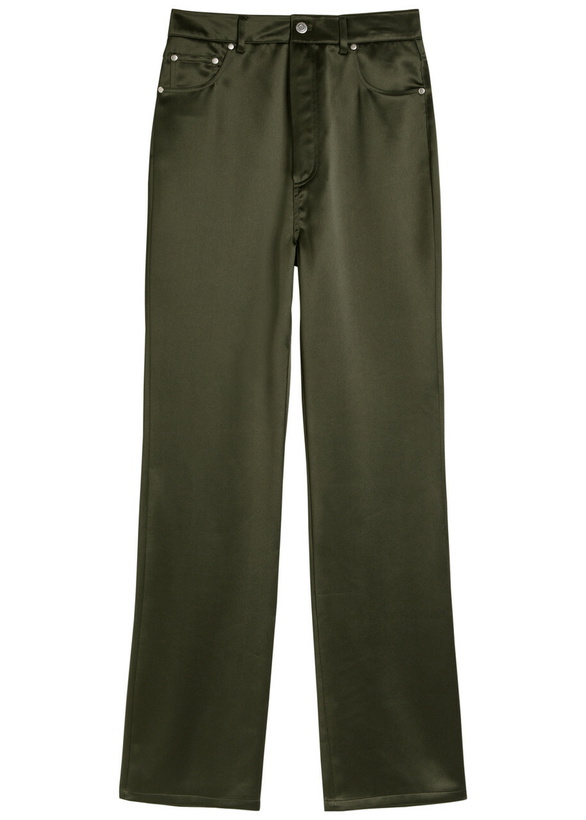 Photo: Nanushka Tita Satin Trousers Dark Green