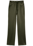 Nanushka Tita Satin Trousers Dark Green