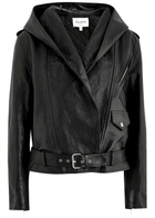Alaïa Hooded Leather Biker Jacket Black