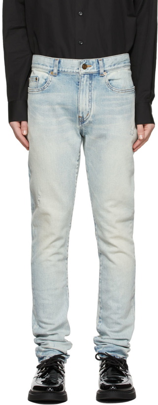 Photo: Saint Laurent Blue Skinny 5 Pocket Low Jeans