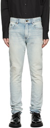 Saint Laurent Blue Skinny 5 Pocket Low Jeans