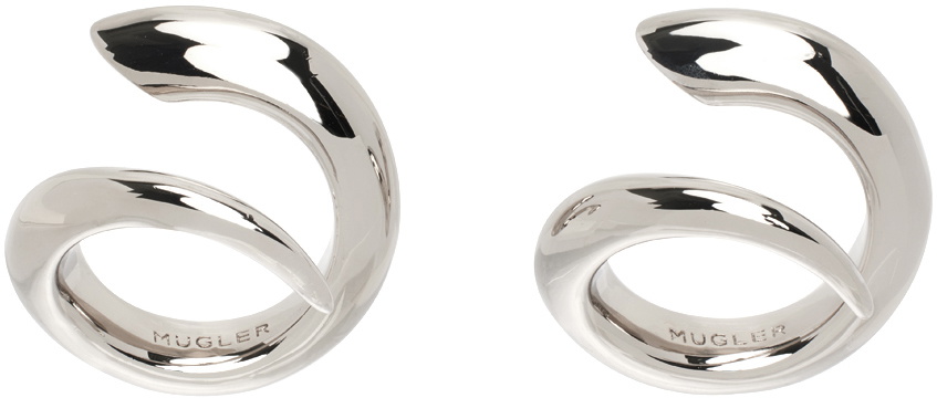 Mugler Silver Spiral Ring Set