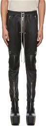 Rick Owens Black Leather Biker Trousers