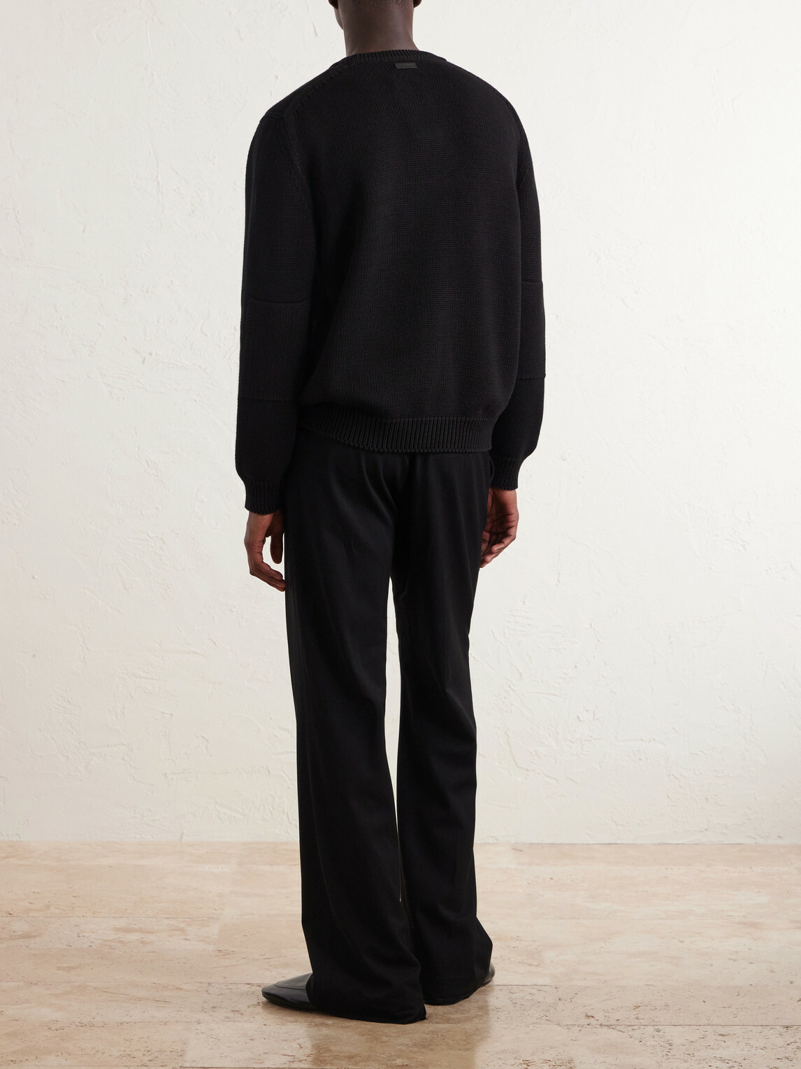 SAINT LAURENT - Waffle-Knit Cotton Sweater - Black