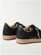 Golden Goose - Ball Star Distressed Nubuck and Leather-Trimmed Nylon Sneakers - Black