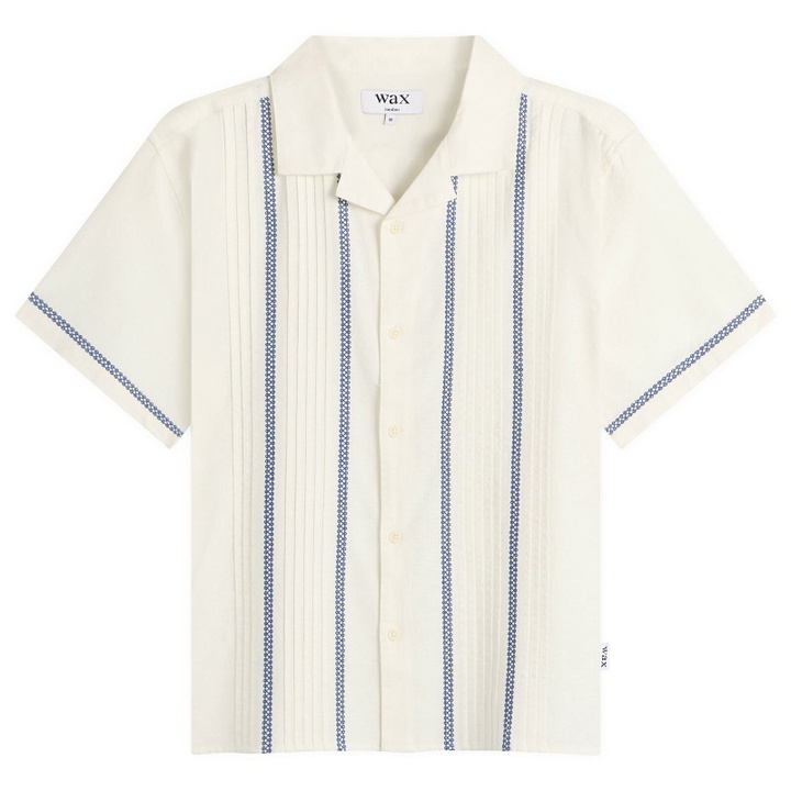 Photo: Wax London Men's Didcot Pintuck Vacation Shirt in Ecru/Blue