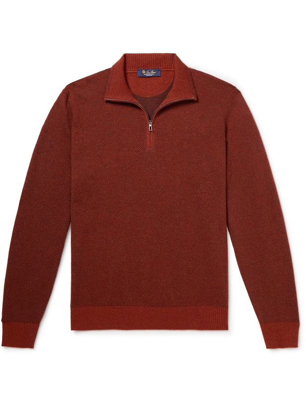 Photo: Loro Piana - Roadster Striped Cashmere Half-Zip Sweater - Brown